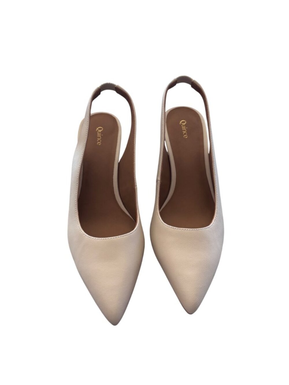 Quince Italian Leather Slingback 3 Inch Heel Size 7.5 Color Bone NWB - Picture 2 of 10